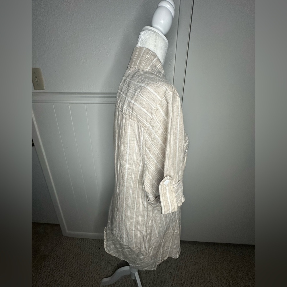 Finley Cream Casual Button Down Shirt with Textured Stripes size XL - Picture 9 of 9